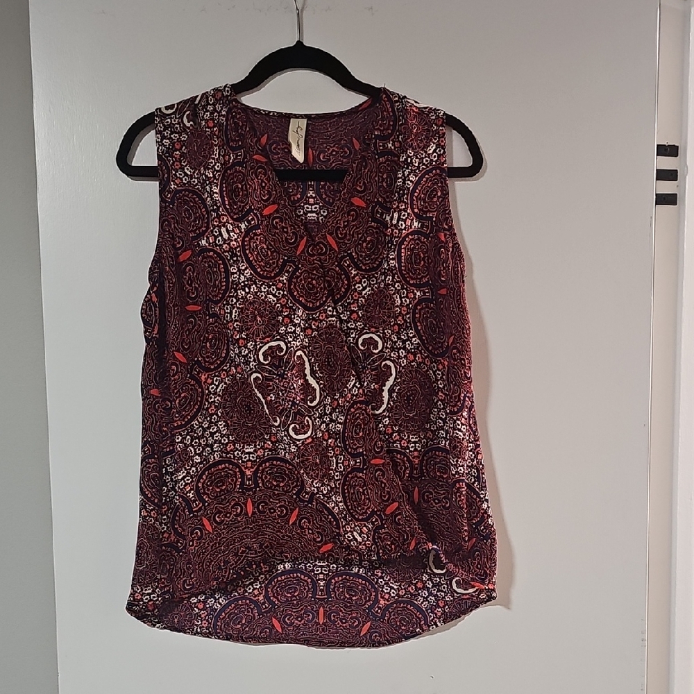 Allison Joy Paisley Sleeveless Blouse - Red and Black